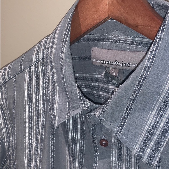 Mac & Jac Grey Two-Tone Stripe Long Sleeve Button Down Dress Shirt - Picture 1 of 3